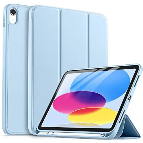 Produktbild: drivego Hülle für iPad 11 Generation A16 2025/10 Generation 2022/ (11/10.9 Zoll) mit Stifthalter, Trifold Ständer, Auto Ruhen/Wecken, Flexible TPU Cover Hülle für iPad 10. Gen/11. Gen, Himmelblau