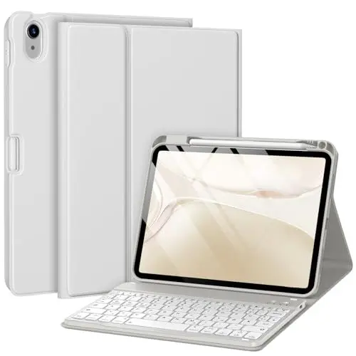 Produktbild: drivego Hülle mit Tastatur für iPad A16 11 Generation 2025/10 Generation 2022(11/10.9 Zoll), Magnetische Anti-Detach Tastatur Hülle für iPad 11./10. Gen, QWERTZ Layout Keyboard, Grau