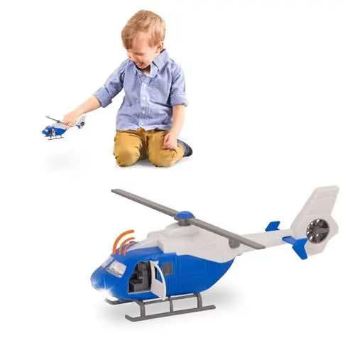 Produktbild: Driven Micro Hubschrauber mit drehbaren Propellern 21cm, Lichtern und Tönen – Spielzeughubschrauber mit Funktionen – Helikopter Spielzeug ab 3 Jahren, Blau