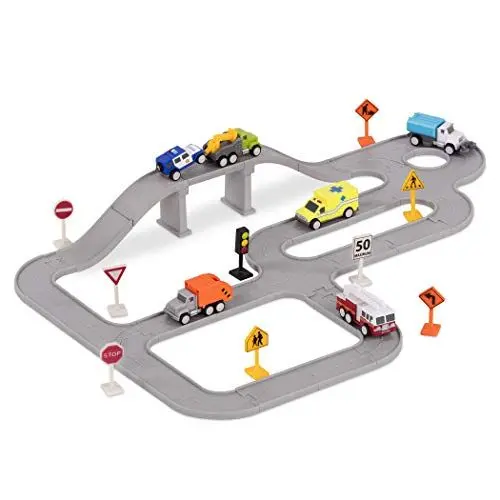 Produktbild: Driven Pocket 57 Teile Set mit 6 Mini Autos Feuerwehr, Polizei und mehr – Spielzeugautos Geschenkset mit Zubehör und Funktionen Spielzeug ab 3 Jahren