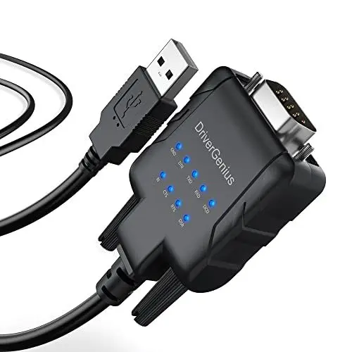 Produktbild: DriverGenius USB232A-E-A | USB auf Seriell/RS232 (DB9) Adapter mit 9 x LED – Für PLC-Programmierung, Robotiksteuerung, Datenerfassung & Embedded-Systeme | Kompatibel mit Windows 11, macOS 15