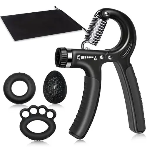 Produktbild: Drlmeio Handtrainer Unterarmtrainer, Forearm Trainer, Griffkraft Trainer Trainingsset-4er-Pack, Verstellbarer Widerstand Trainer, Finger Trainingsgerät, Trainingsring, Stressabbau-Griffkugel