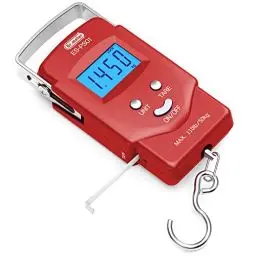 Produktbild: Dr.meter Kofferwaage digital mit Haken (PS01), 110 lb/50 kg Fischwaage, Kofferwaage mit LCD-Display, Maßband, tragbare Gepäckwaage, 2 AAA-Batterien, Angeln Geschenke für Männer