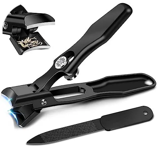 Produktbild: DRMODE Nagelknipser mit Auffangbehälter,2025 Upgrade Wide Kieferöffnung Zehennagelknipser für Dicke Nägel,Edelstahl Nagelknipser Fußnägel Groß Nail Clippers mit Scharf Gebogene Klinge für Männer