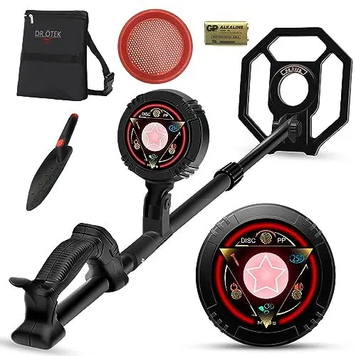 Produktbild: DR.ÖTEK Metalldetektor für Kinder, 21cm wasserdichte Suchspule, Exklusiver DISC/Pinpoint-Modus, Berührungssensitiver Bildschirm, Outdoor-Schatzsuche Metalldetektoren Kit für Anfänger, Kinder 6-15