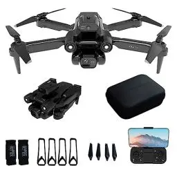 Produktbild: Drohne mit 1080P Kamera 90° Elektrische Verstellung IDEA12 WIFI FPV Faltdrohnen, 360° Aktive Hindernisvermeidung Gürtel Ferngesteuerter Quadcopter, Geeignet für Anfänger mit 2 Kameras, 2 Batterien