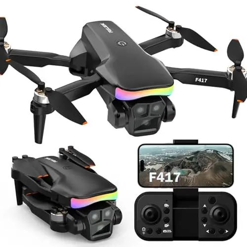 Produktbild: Drohne mit 1080P Kamera für Adults,LED Buntes Licht FPV Drohn,Quadrocopter Kameradrohnen Outdoor für Beginners,RC Drone mit WiFi Übertragung Höhenhaltung,Tippen auf Fliegen 3 Geschwindigkeiten