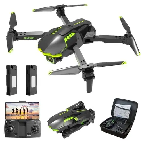 Produktbild: Drohne mit Kamera 1080P für Kinder und Erwachsene mit Lich, Faltbar Quadcopter mit Übertragung, Lange Flugzeit, One Key Start/Landen, Anfänger Drohne Spielzeug Geschenke für Jungen Mädchen (GRÜN)