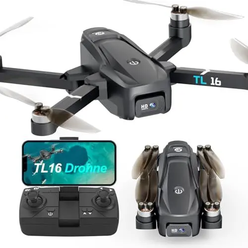 Produktbild: Drohne mit Kamera Bürstenloser Motor Drohnen für Erwachsene Anfänger 2 Kameras FPV RC Quadcopter Faltbar Motorisiert Einstellbar 1080P UAV APP Control 3D Flips Leicht zu Fliegen Spielzeug