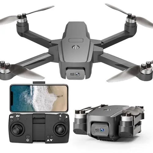 Produktbild: Drohnen mit Kamera Faltbare Drohne für Erwachsene Anfänger, Bürstenloser Motor Windschutzstufe 4 Maximale Fluggeschwindigkeit 40 KM/H, 1080P HD Camera Motorisch Einstellbar Drone RC Quadcopter