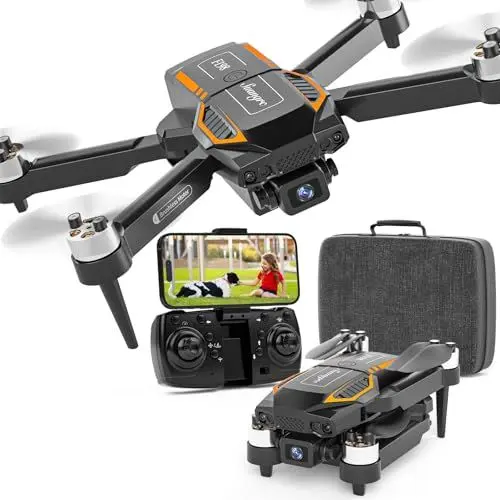 Produktbild: Drone with Camera F198 Drohne mit Kamera 720P HD, 90° Einstellbares Objektiv, Faltbare FPV Drohne für Erwachsene Anfänger, WiFi APP, 3D Flip, Auto Hold, Optical Stream Positioning, Waypoint Flight