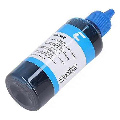 Produktbild: Druckertinte, Nachfülltinte in Flaschen, Hochrein, 100 Ml Fassungsvermögen, Gute Kompatibilität, mit Lebendigen Farben für Tintenstrahldrucker (Cyan)