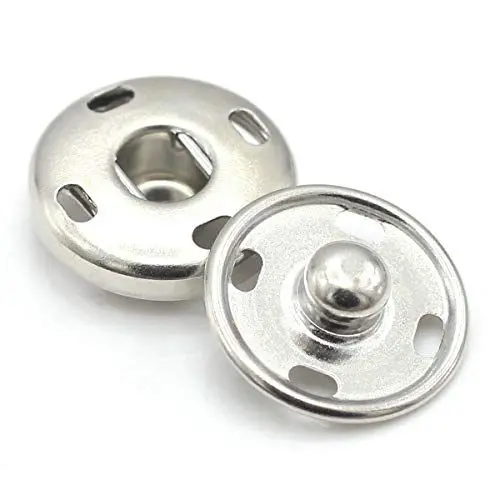 Produktbild: Druckknöpfe, Metall, Nickel-Messing, zum Annähen, 50 Sets, 10 mm