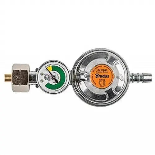 Produktbild: Druckminderer 37 mBar Gas Regler Gasdruckregler Druckregler Manometer Propan, bunt