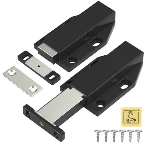 Produktbild: Drucktüröffner Magnet Push to Open Jiayi 2 Stück Heavy Duty Schrank Türöffner Tip On für Türen Beschlag Möbel Schubladen Drucköffner Schranktür Öffner Magnetschnäpper Schwarz