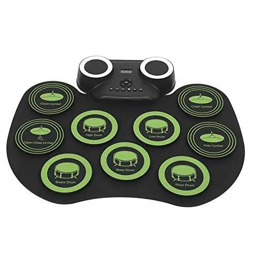 Produktbild: Drum-Pad-Maschine, Elektronisches Drum-Kit, Tragbares Elektrisches USB-Drum-Set mit Typ-C-Schnittstelle, Integrierter Doppellautsprecher, Verbindung für Mobiltelefone