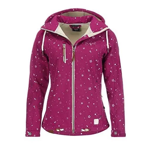 Produktbild: Dry Fashion Damen Softshell-Jacke Niebüll - Outdoorjacke Funktionsjacke mit verstellbarer und abnehmbarer Kapuze Windabweisend Wasserabweisend in Beere Größe 36