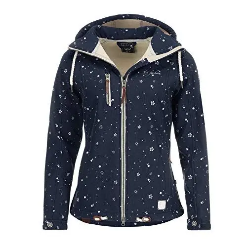 Produktbild: Dry Fashion Damen Softshell-Jacke Niebüll - Outdoorjacke Funktionsjacke mit verstellbarer und abnehmbarer Kapuze Windabweisend Wasserabweisend in Navy Größe 40