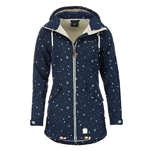 Produktbild: Dry Fashion Damen Softshell-Mantel Keitum - Outdoorjacke Funktionsjacke mit verstellbarer und abnehmbarer Kapuze Windabweisend Wasserabweisend in Navy Größe 36
