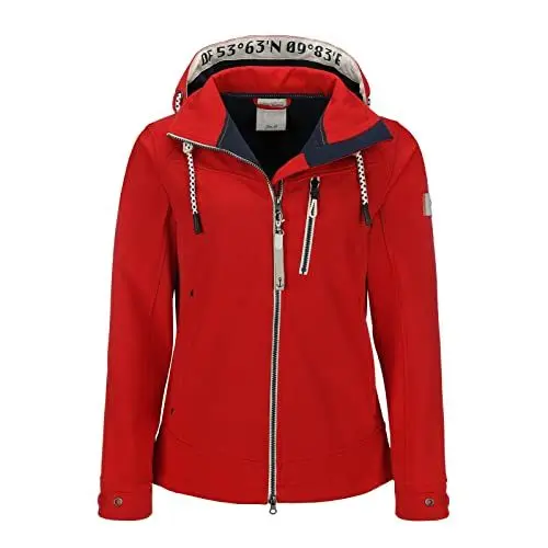 Produktbild: Dry Fashion Damen Softshelljacke Hiddensee - Outdoor-Jacke Softshell mit Fleece-Innenfutter in Rot Größe 50