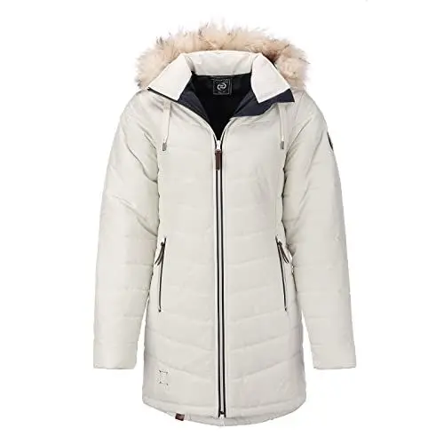 Produktbild: Dry Fashion Damen Steppmantel Wintermantel Göteborg - Winterjacke Steppjacke Winter Mantel für Frauen Atmungsaktiv Gefüttert in Beige Größe 38