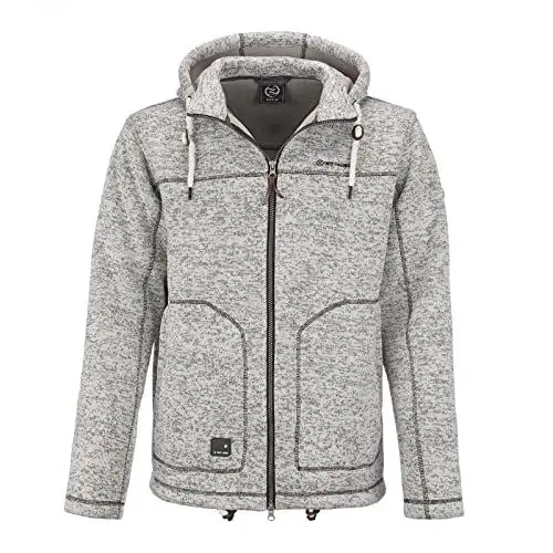 Produktbild: Dry Fashion Herren Fleece-Jacke Pellworm - Fleecejacke Strickjacke Sweatshirtjacke Outdoor Jacke mit Kapuze und Reißverschluss in Grau Größe S