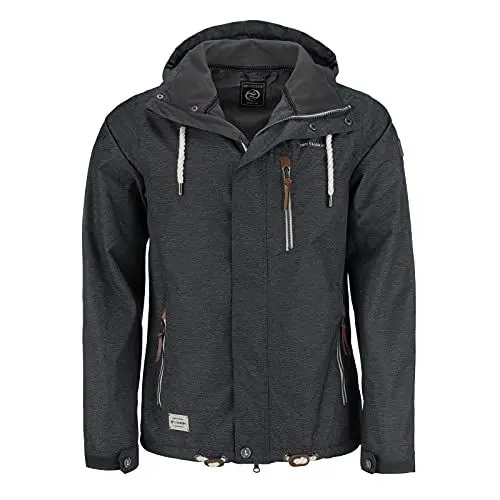 Produktbild: Dry Fashion Herren Funktionsjacke Husum - Outdoor Jacke Herren Reißverschluss Jacke Atmungsaktiv Winddicht Wasserdicht in Schwarz Melange Größe S
