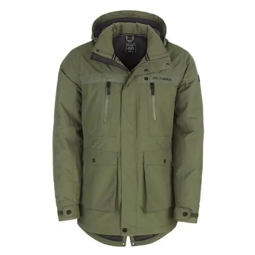 Produktbild: Dry Fashion Herren Funktionsparka Aalborg gefüttert - Funktionsjacke Winterjacke wind- und wasserdicht in Oliv Größe 4XL