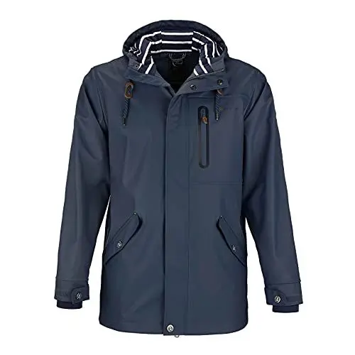 Produktbild: Dry Fashion Herren PU-Parka Lübeck - Regenjacke Herren Wasserdicht Winddicht Reißverschluss Outdoor Jacke Männer in Navy Größe 3XL