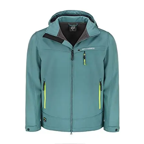 Produktbild: Dry Fashion Herren Softshelljacke Flensburg mit Fleece-Innenfutter - Outdoor-Jacke mit Kinnschutz und abnehmbarer Kapuze in Petrol Größe 6XL