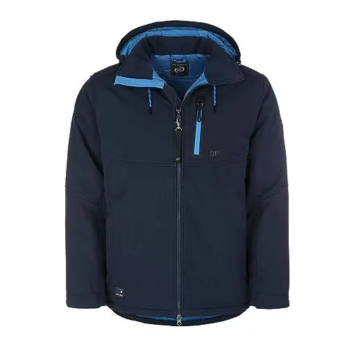 Produktbild: Dry Fashion Herren Softshelljacke Gotland mit Fleece-Innenfutter - Jacke Softshell mit abnehmbarer Kapuze in Navy Größe 4XL