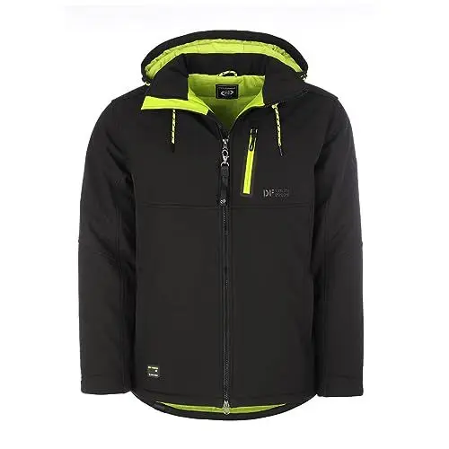 Produktbild: Dry Fashion Herren Softshelljacke Gotland mit Fleece-Innenfutter - Jacke Softshell mit abnehmbarer Kapuze in Schwarz Größe 4XL