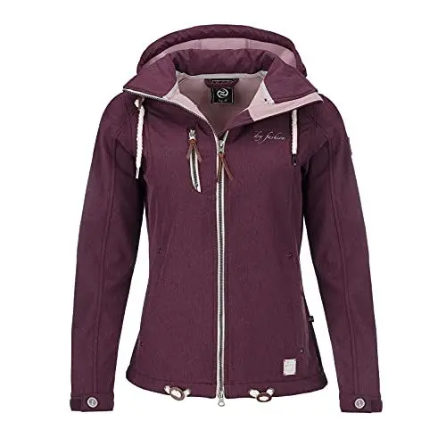 Produktbild: DryFashion Damen Softshell-Mantel Dagebüll - Softshell Jacke Outdoorjacke Funktionsjacke mit verstellbarer und abnehmbarer Kapuze Windabweisend Wasserabweisend in Beere-Melange Größe 36