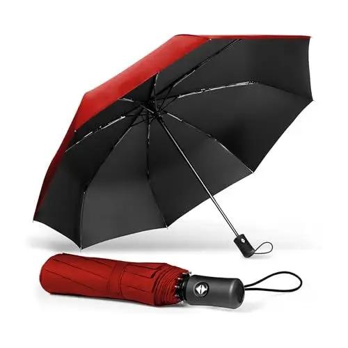 Produktbild: Regenschirm I Automatik öffnen und schließen I sturmfest, winddicht und wasserabweisend I kompakter und leichter Taschenschirm mit rutschfestem Griff I perfekt für Damen und Herren I Drytogo