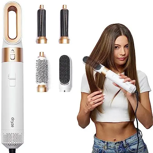 Produktbild: Dryze airstyler 5 in 1, lockenstab, haartrockner, warmluftbürste, föhnbürste, föhn… (Creme white)