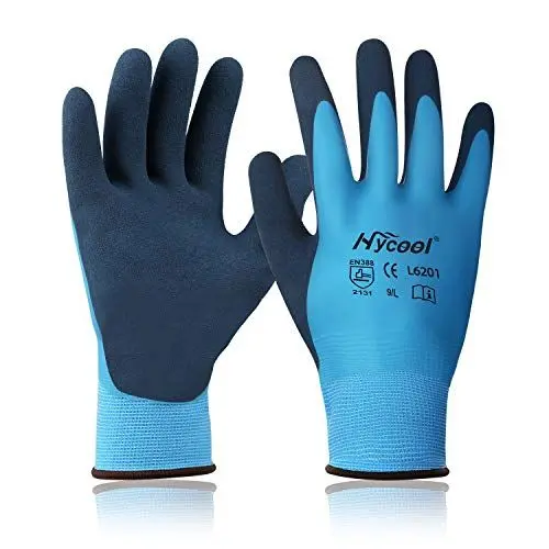 Produktbild: DS Safety Arbeitshandschuhe Herren und Damen - Wasserdichte Gartenhandschuhe mit Schaumlatex und Gummibeschichtung Handschuhe (1 Paar-Blau) Größe 9/L