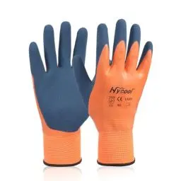 Produktbild: DS Safety Arbeitshandschuhe Herren und Damen - Wasserdichte Gartenhandschuhe mit Schaumlatex und Gummibeschichtung Handschuhe (1 Paar-Orange) Größe 8/M