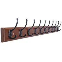 Produktbild: Dseap Garderobenleiste: 97cm lang robuste hakenleiste mit 10 haken, kleiderhaken wand, wandgarderobe, garderobenhaken für mäntel, handtüchern, hüten, kleidung, bambus,Braun