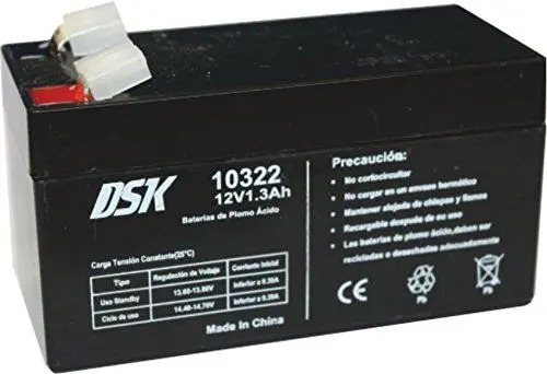 Produktbild: DSK 10322 - Versiegelte wiederaufladbare AGM-Bleibatterie 12V mit 1,3Ah. Ideal für Auto- und Elektromotorräder für Kinder, Motorroller, USV-Systeme, Sicherheits- und Kommunikationssysteme…