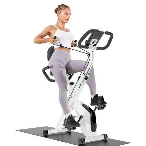 Produktbild: Dskeuzeew Hometrainer Fahrrad Klappbar Ergometer Heimtrainer für Zuhause LCD Display Platzsparendes Heimtrainer mit Integriertes Widerstandsband Belastbarkeit 150KG