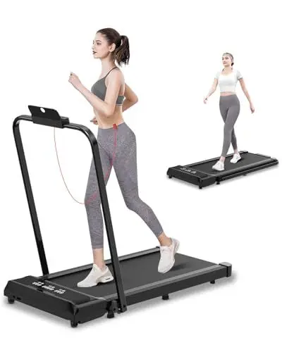 Produktbild: Dskeuzeew Walking Pad Klappbar 1-10km/h - 2.5PS Laufbänder mit Bluetooth & Bürstenlosem Motor Leiser Schreibtisch Laufpad bis 130KG, Elektrisch Schlank Tragbar Laufband für Zuhause (Schwarz)