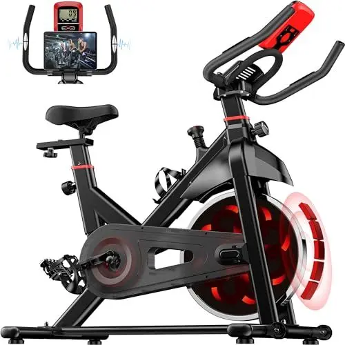 Produktbild: Dskeuzeew Heimtrainer Fahrrad für Zuhause Ergometer Heimtrainer mit Einstellbarem Magnetischem Widerstand, Indoor fahrrad LCD Display mit Halterung & Wasserflaschenhalter, 120-160kg Belastbar