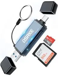 Produktbild: DSRKE SD Kartenleser, Kartenlesegerät USB C/USB3.0, Highspeed SD Kartenleser USB C für SD/Micro SD/TF/SDXC/SDHC/MMC, kompatibel mit iPhone 15 Pro Max, iPad Pro/Air/Mini, MacBook Pro/Air, Galaxy S21