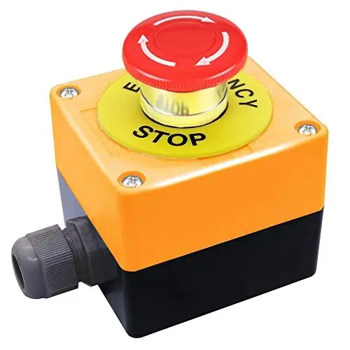 Produktbild: dstfuy Not Aus Druckschalter, 1NC,1NO wasserdicht IP65 rotes Schild, Pilz Not Aus Schalter mit AC 660 V 10A, Not Aus Schalter Box, Not-Aus-Schalter (yellow)