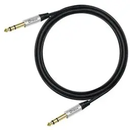 Produktbild: DTech E-Gitarrenkabel TRS 1/4 Instrumentenkabel Aux rechtwinkliger symmetrischer Stereo-Klinkenstecker Viertelzoll 6,35 mm (1M)