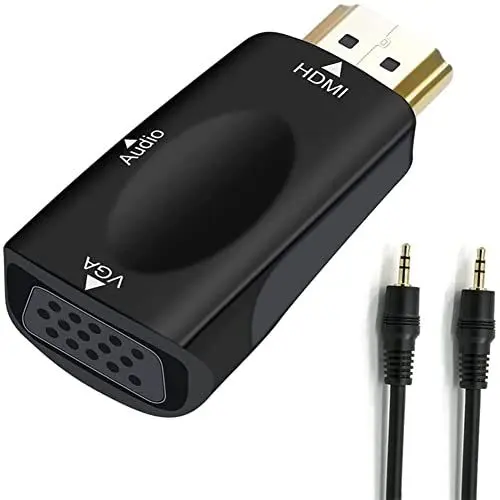 Produktbild: DTech HDMI zu VGA Adapter mit 3,5 mm Audioan schluss für Alten Computer Monitor PC TV 1080P Video (HDMI M zu VGA F)