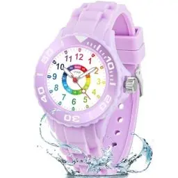 Produktbild: DTKID Kinderuhr Jungen Mädche,Kinder Lern Armbanduhr,Armbanduhr für Jungen,Mädchen,Analoguhr die drehbare Lünette mit Übungen,Einfach die Zeit lesen zu Lernen Mit weichem Gurt