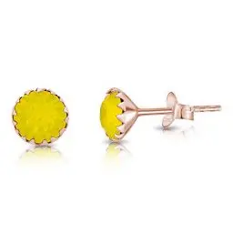 Produktbild: DTPSilver - Damen Ohrringe 925 Sterling Silber Rosèvergoldet mit Kristallen von Swarovski® Elements 6 mm Runde Ohrstecker - Farbe : Gelber Opal