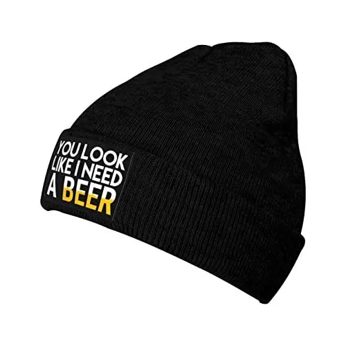 Produktbild: Du siehst aus, als ob ich EIN Bier Brauche, Unisex, modische warme Strickmütze, Beanie-Mütze, warme Pullover-Mütze