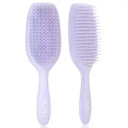 Produktbild: DUAIU Lockenbürste, Curly Hair Brush für Alle Haartypen, Detangler Bürste Durch Verfilztes Haar, Beseitigt Knoten, Doppelschicht Zähne, Haarbürste Damen Männer Kinder Anti-Ziep Haarbürste Lila